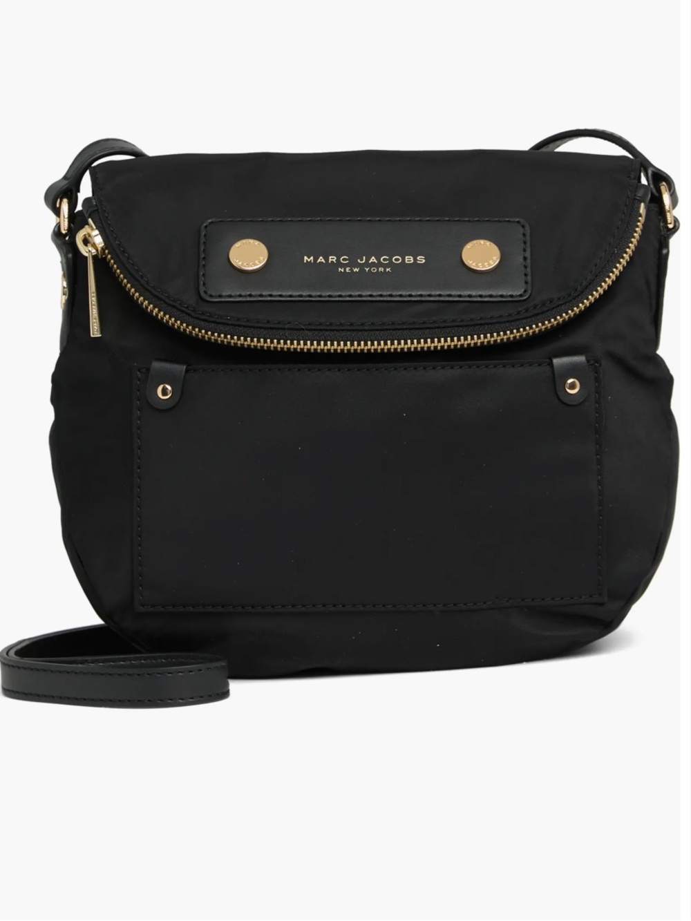 Marc Jacobs Preppy Nylon Messenger Bag Black Gold